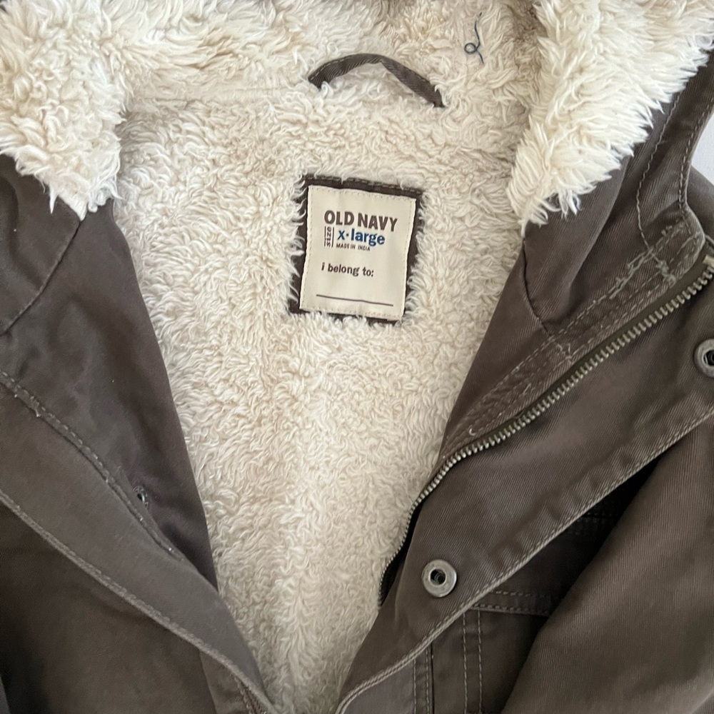 Old Navy Khaki Faux Fur Lined Coat XL